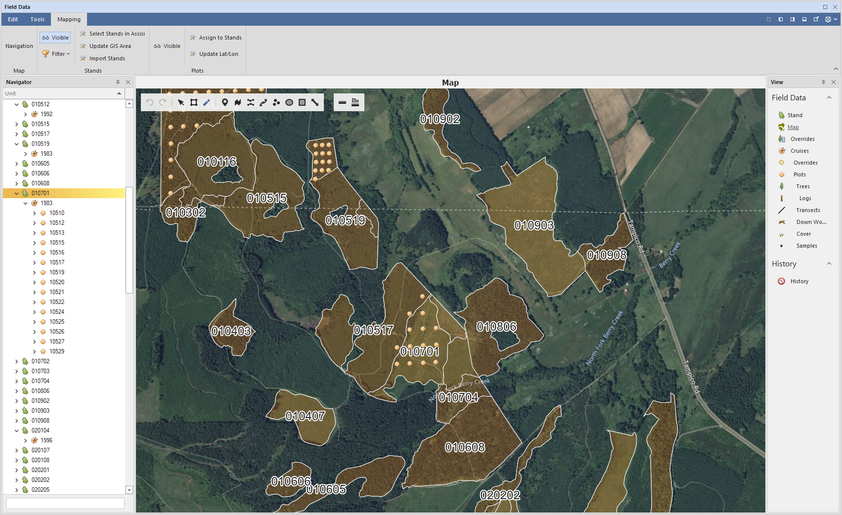 Stand Layouts and Plot Locations for a Forest Inventory