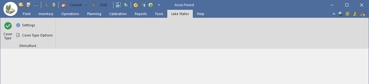 The Assisi main menu ribbon with a Lake States menu added by the Lake States AddIn.